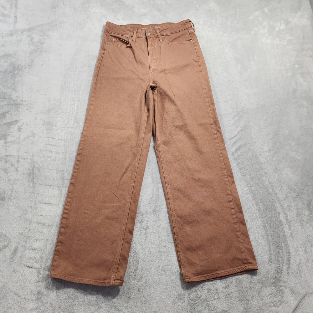 Old Navy Jeans Womens 10 Brown Extra High Rise Wide Leg Relaxed Stretch Denim